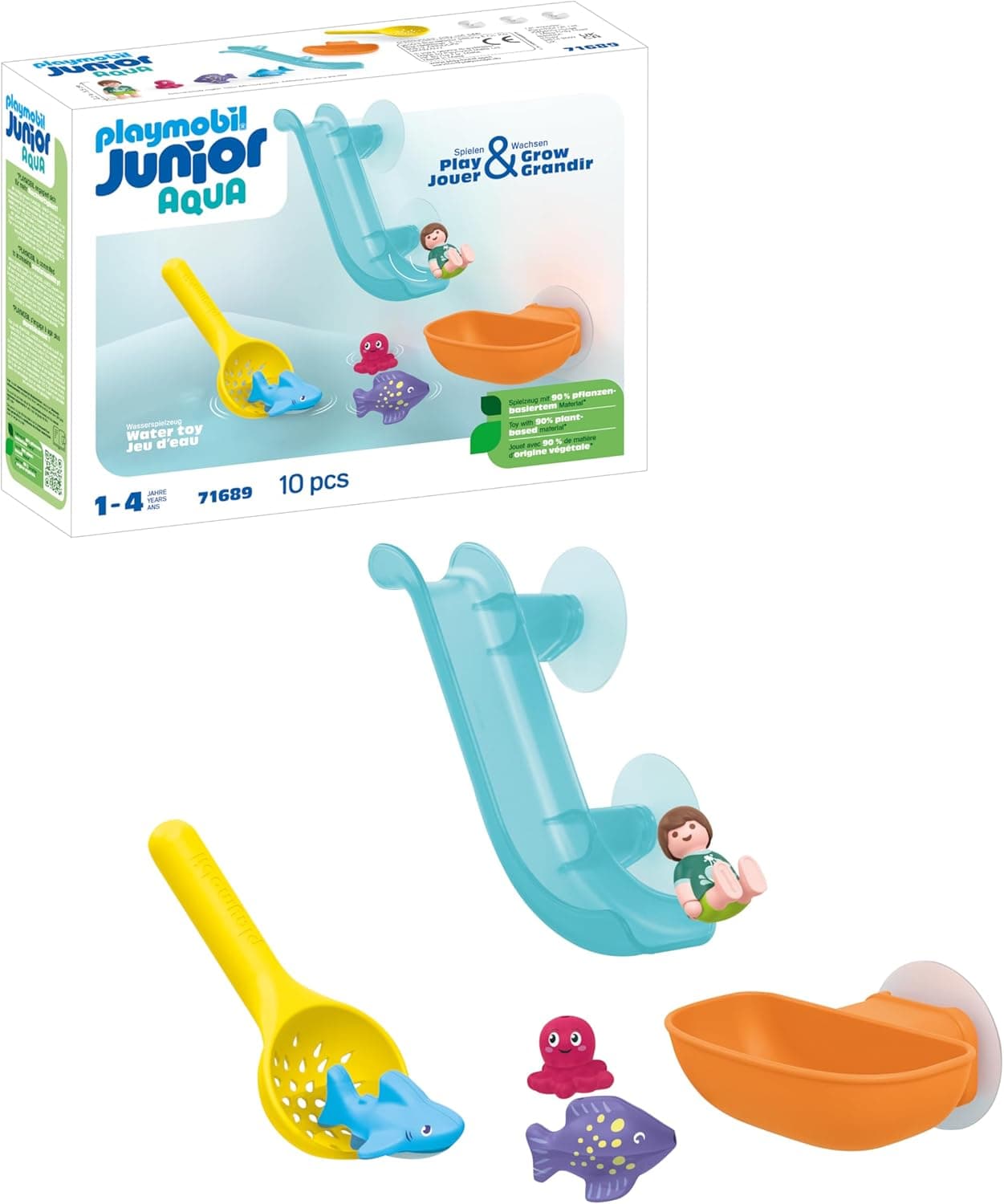 PLAYMOBIL Junior Aqua 71689 Diversão na pesca com animais do mar, inclui tubarão bebé, brinquedo sustentável feito de plásticos à base de plantas, brinquedos para crianças a partir de 1 ano
