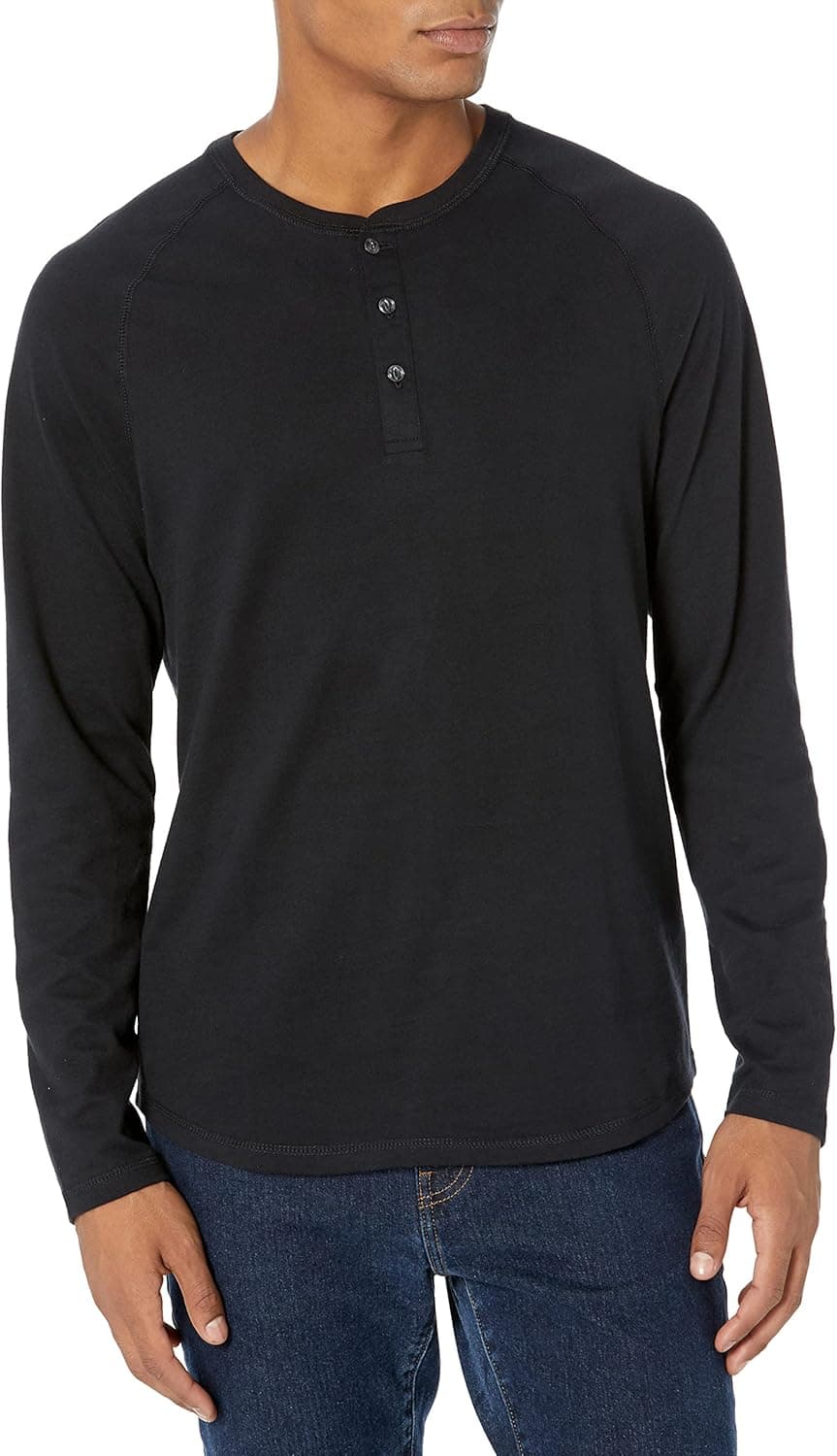 Amazon Essentials Camisola para homem com decote Henley e corte reto 