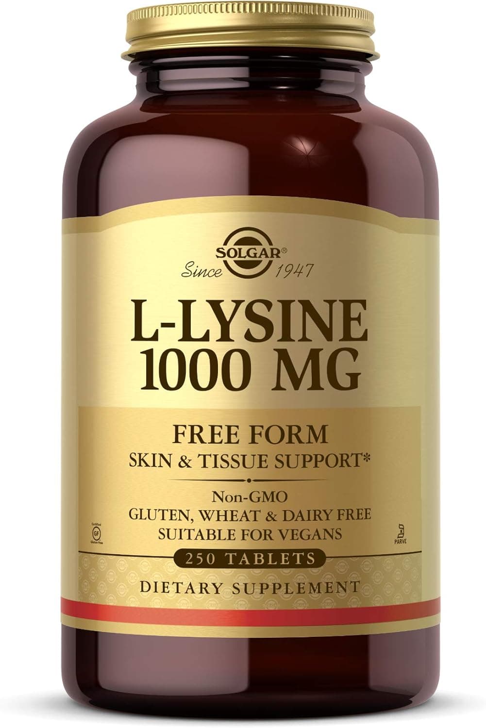 Solgar L-Lisina Comprimidos de 1000 mg, embalagem de 250