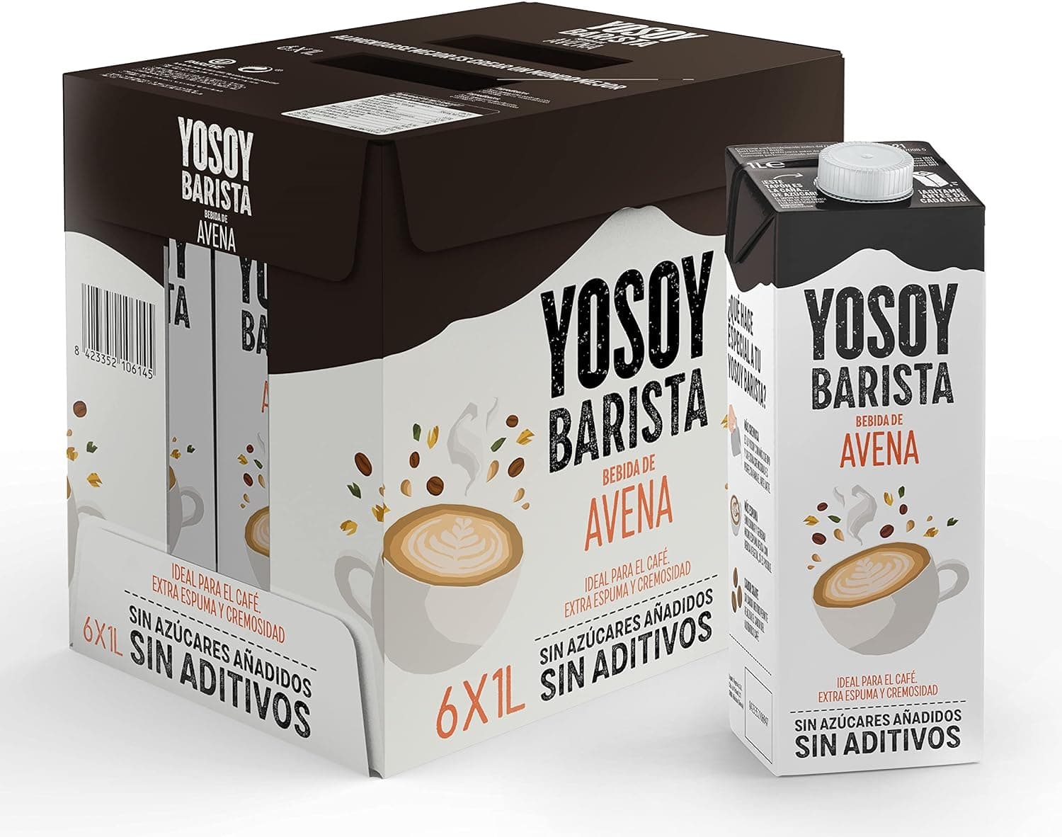 Yosoy Bebida vegetal de aveia barista, embalagem de 6 x 1 l