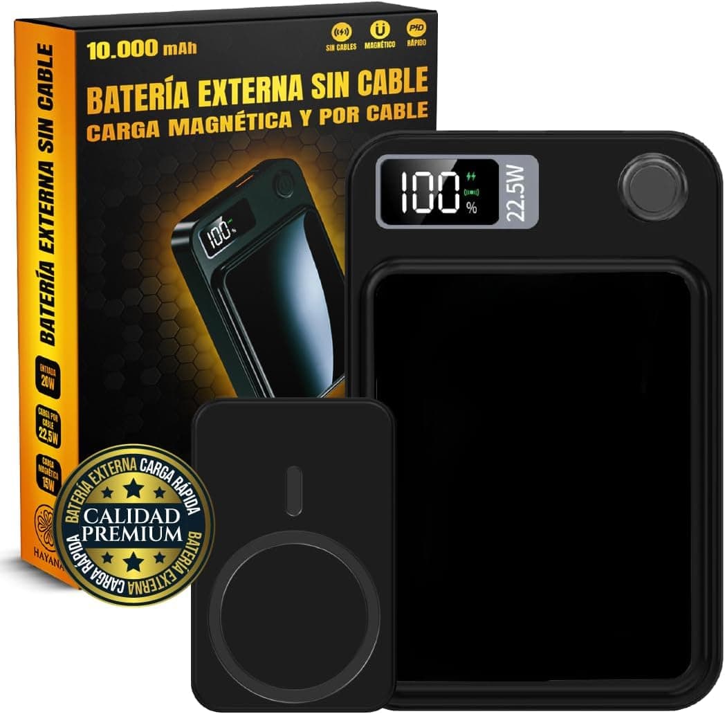 HAYANA© Bateria externa de carregamento rápido magnético, Power Bank 10000 mAh USB C | carregador portátil iPhone 16 15 14 13 12 Plus Pro MAX Samsung S25 S24 S23 S22 S21 iPad Tablet Airpods Inn