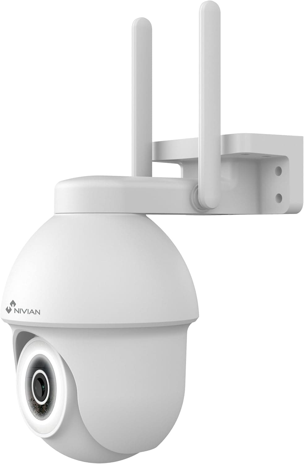 NIVIAN - Câmara PTZ WiFi 2,4 Ghz Half4K 2560 x 1440 | visão noturna a cores, detecção de movimento e humanos, compatível com Alexa e Google Home | Controlo App Tuya (branco NVS, unidade)