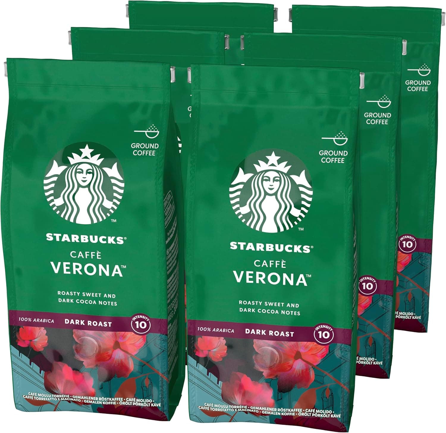 Starbucks Caffè Verona | Café moído de torra intensa, pack de 6 x 200 g
