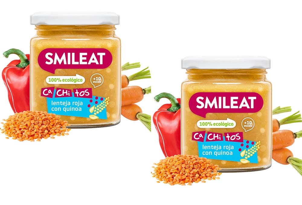 Smileat - Tarrinho ecológico CA-CHI-TOS de lente vermelha com quinoa, ingredientes naturais, para bebés a partir de 10 meses - 230 g x 2