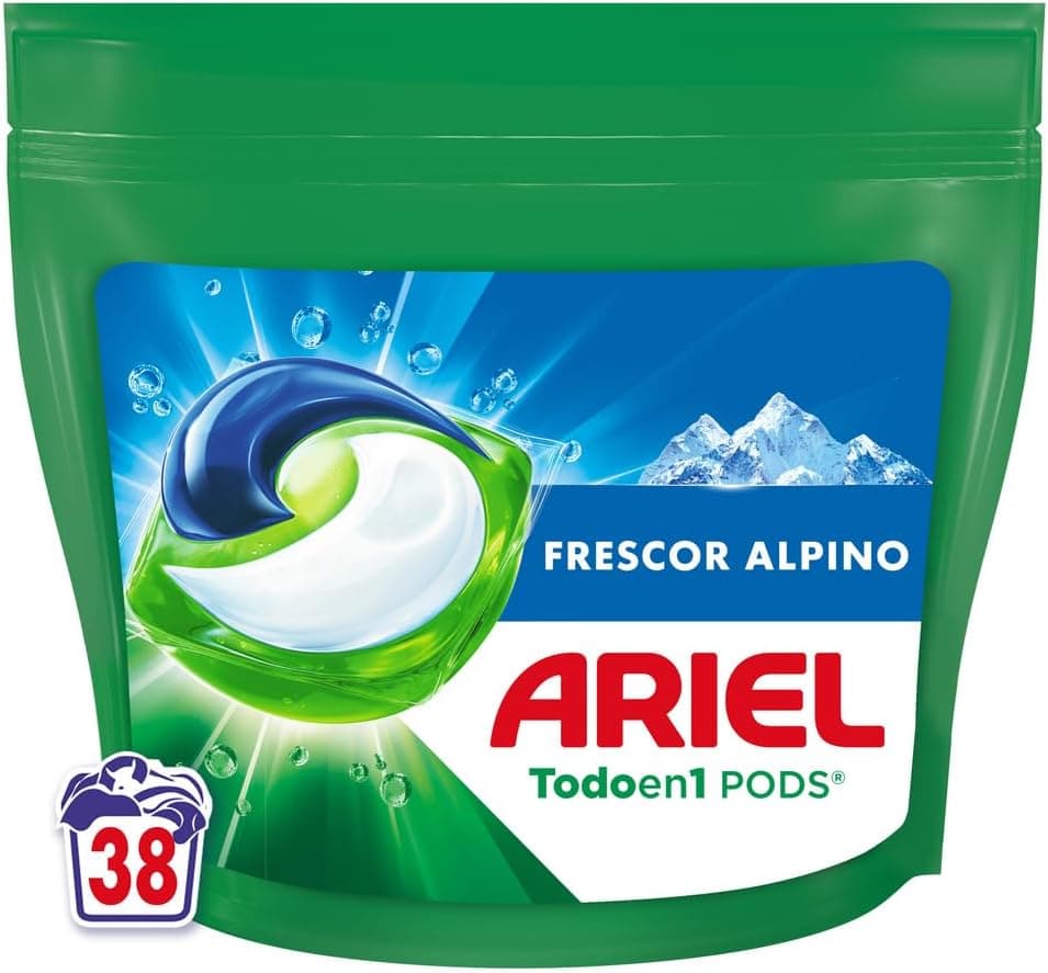 Ariel PODs All in 1 | Cápsulas de detergente líquido para roupa aroma Alpes, 38 doses