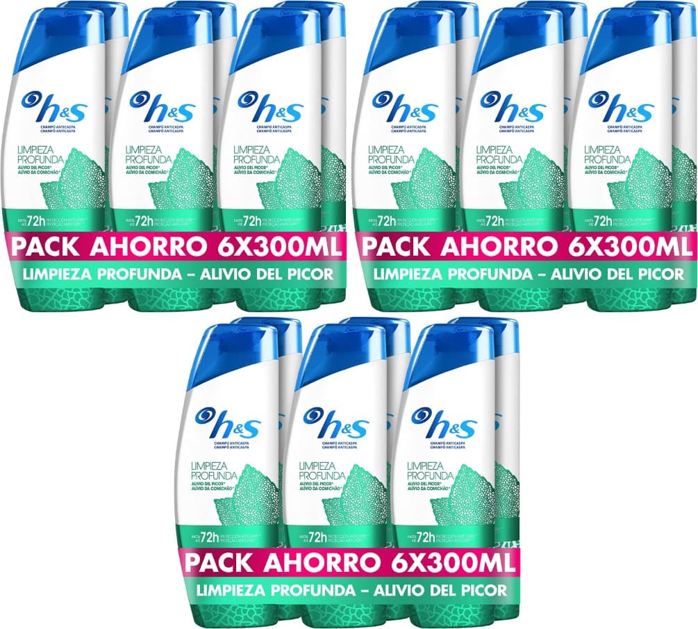 h&s Limpeza profunda | Alivia a coceira | champô anti-caspa 300 ml x 6