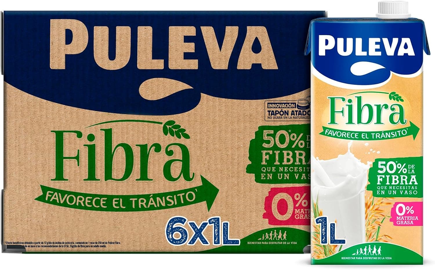 Puleva Leite enriquecido com fibra, 1L x 6