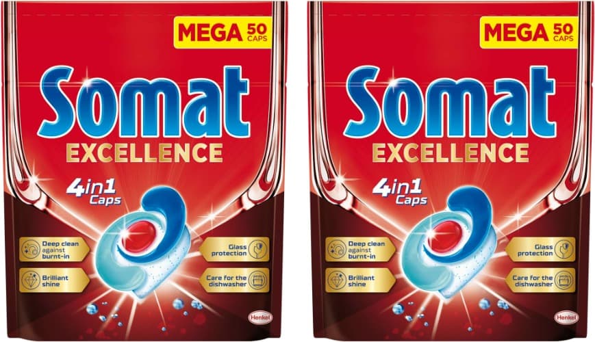 Somat Excellence 4 em 1 Pastilhas detergente para lava-loiças, 50 pastilhas x 2 