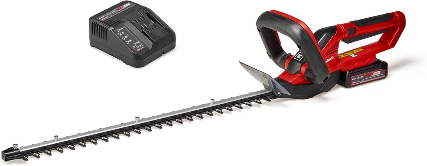 Einhell Corta-sebes com bateria GC-CH 1855/1 Li Kit Power X-Change (18 V, 55 cm de comprimento de corte, 18 mm distância entre dentes, cabo giratório, coletor de recortes, incl. 2,5 Ah bateria 