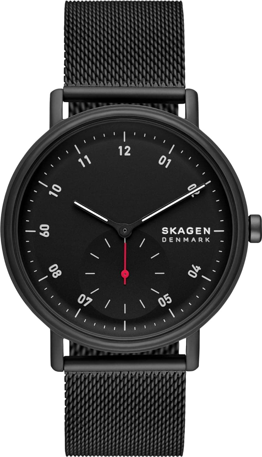 Skagen Kuppel Relógio para homem, movimento cronógrafo de quartzo com correia de aço inoxidável ou pele
