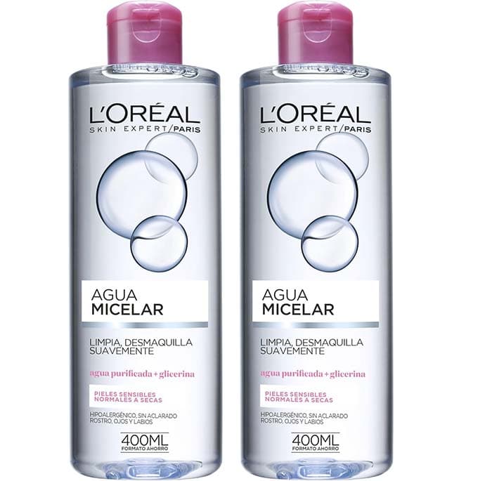 L'OReal Paris Dermo Expertise Água micelar para peles sensíveis, normais a secas, 2 unidades