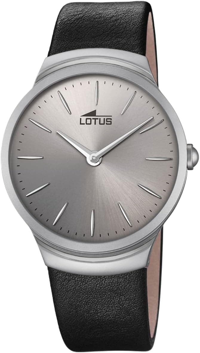 LOTUS Relógio para homem 18499/1 Outlet caixa de aço inoxidável 316 l cinzento correia de couro preto, Grau - grau, Clássico