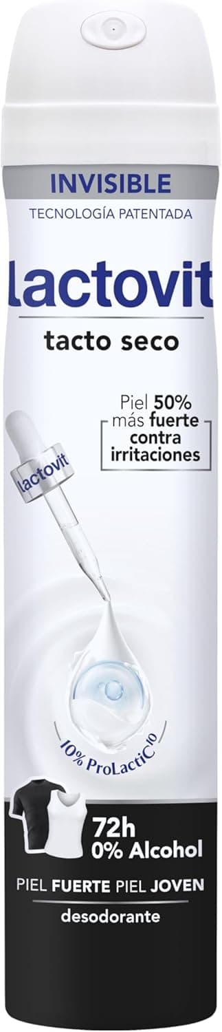 Lactovit - Desodorante extra eficaz invisível anti-manchas, 0% álcool, anti-irritações e 48 h de eficiência, desodorizante em spray invisível com proteção de cálcio - 200 ml