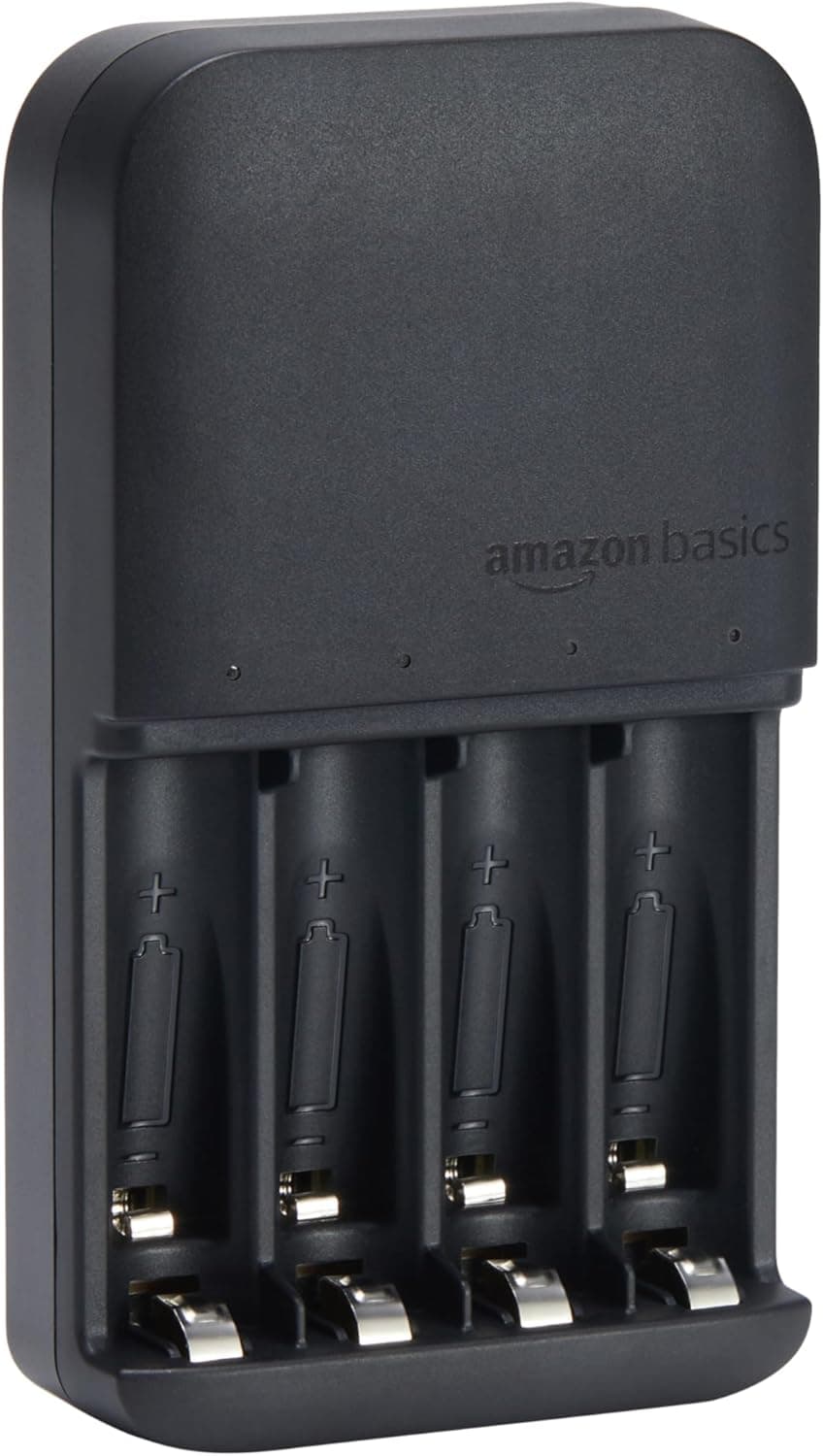 Amazon Basics - Carregador de pilhas para pilhas recarregáveis AA e AAA NiMh, tomada UE, 4 espaços, preto