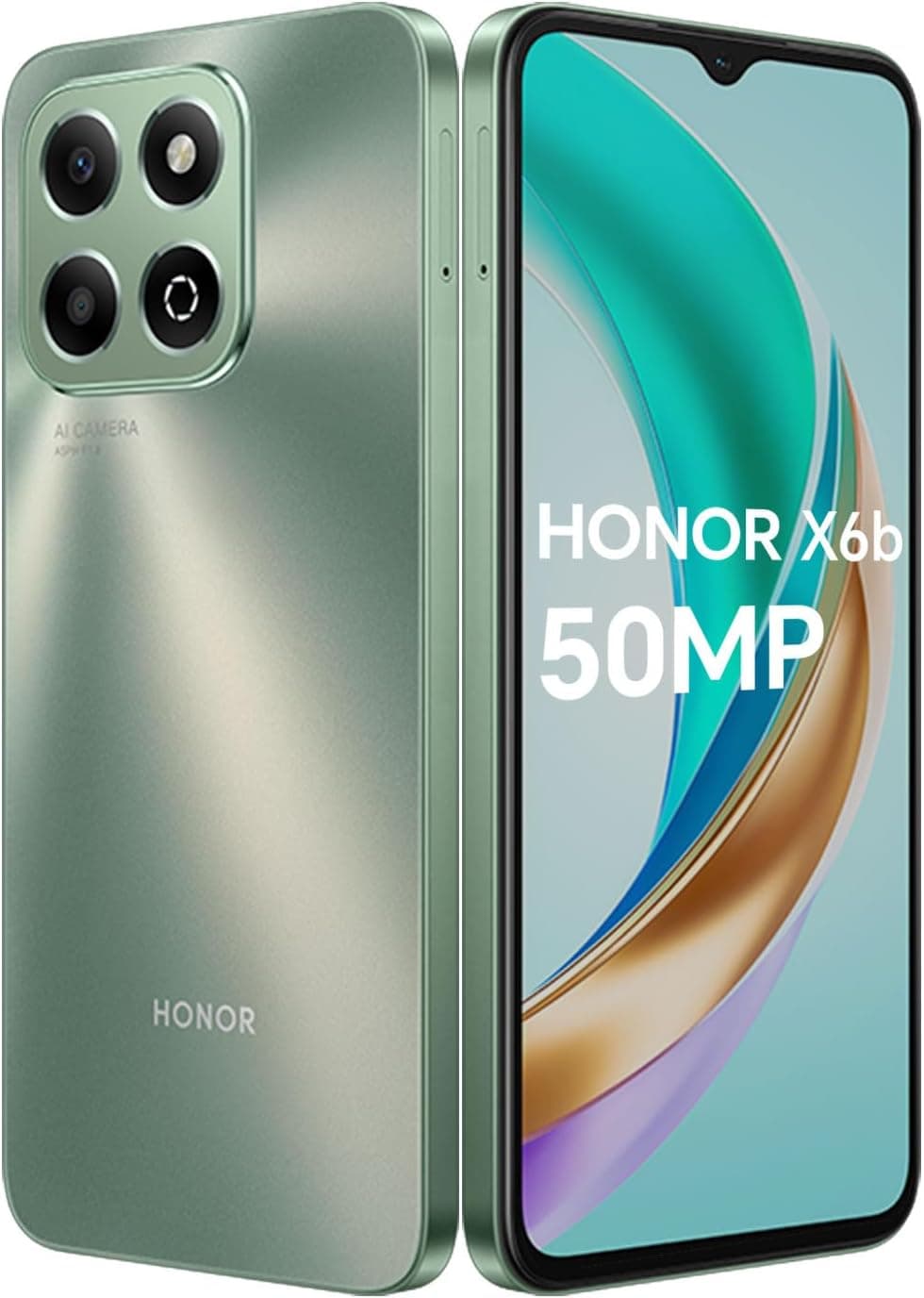 HONOR X6b 4G Smartphone 4GB 128GB, câmara de 50 MP, bateria de 5200 mAh, 6,56" 90Hz TFTLCD, Android 14, Dual Sim, NFC, verde