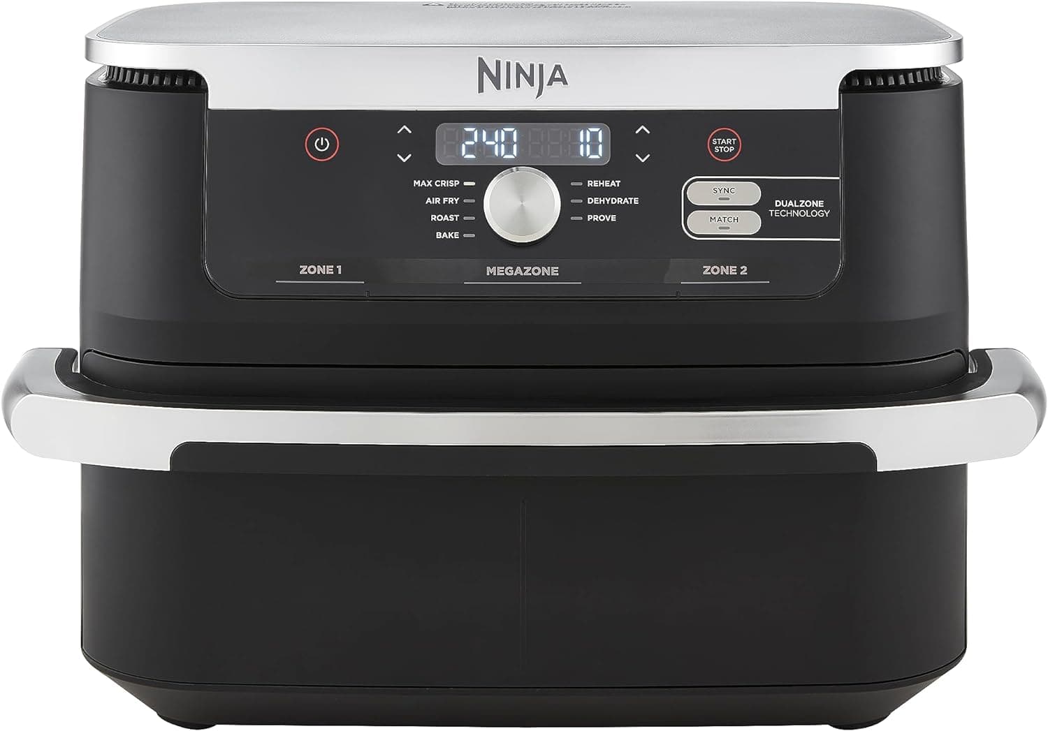 Ninja Foodi FlexDrawer Frigideira de ar com compartimento duplo, 10,4 l, 7 em 1, sem óleo, com divisor de cestas removível, peças antiaderentes e aptas para máquina de lavar louça, em preto, AF500UE