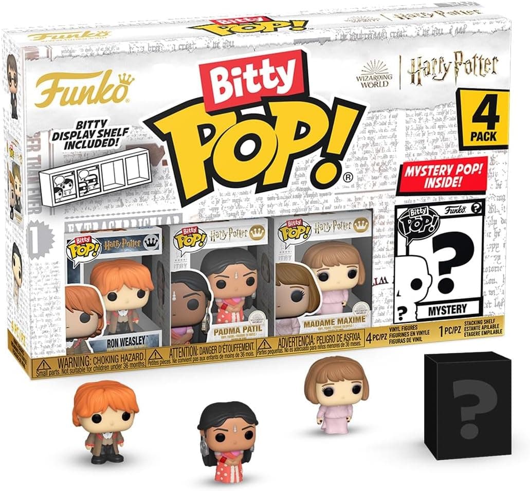 Funko Bitty Pop! HP GOF - Ron 4pkY Minifigura misteriosa surpresa - 0,9 polegadas (2,2 cm) - Harry Potter colecionável - Repita empilhável incluída, ideia para presente, tops de bolo