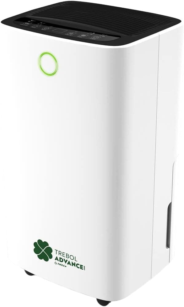 Deshumidificador de 12 l silencioso baixo consumo com sensor de humidade mangueira de drenagem e depósito 3 modos 2 velocidades temporizador 24H. Secagem de roupa, elimina a humidade e o mofo filtro