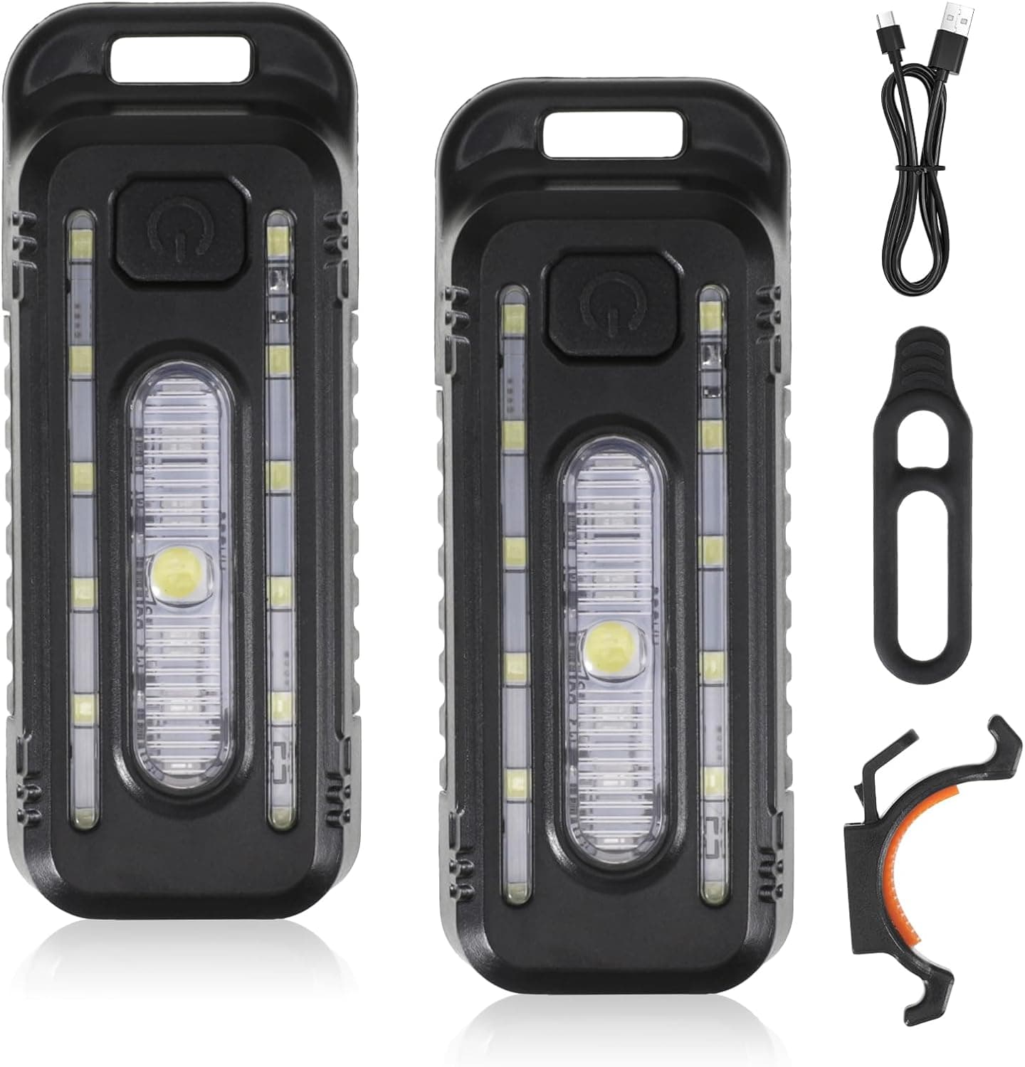 tlidfgeo | Conjunto de 2 lanternas frontais LED recarregáveis com clip para crianças, recarga USB e luz intermitente