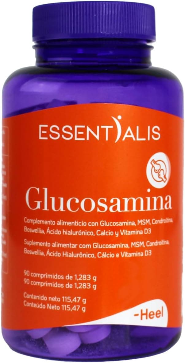 Essentialis Glucosamina - Reforçado com MSM, condroitina, cálcio, boswellia, ácido hialurónico e vitamina D3-proteção da cartilagem, articulações e ossos - Melhora a mobilidade-90 comprimidos 