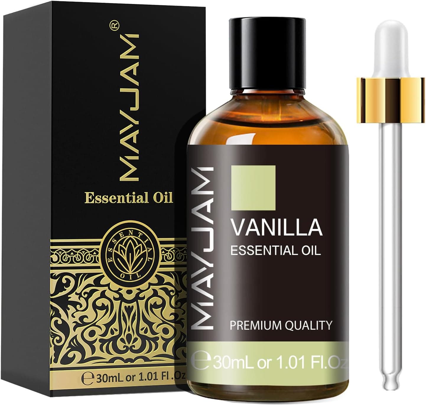 MAYJAM Óleo essencial de baunilha 30 ml, óleo de baunilha para difusor, humidificador, bricolagem, casa, armários