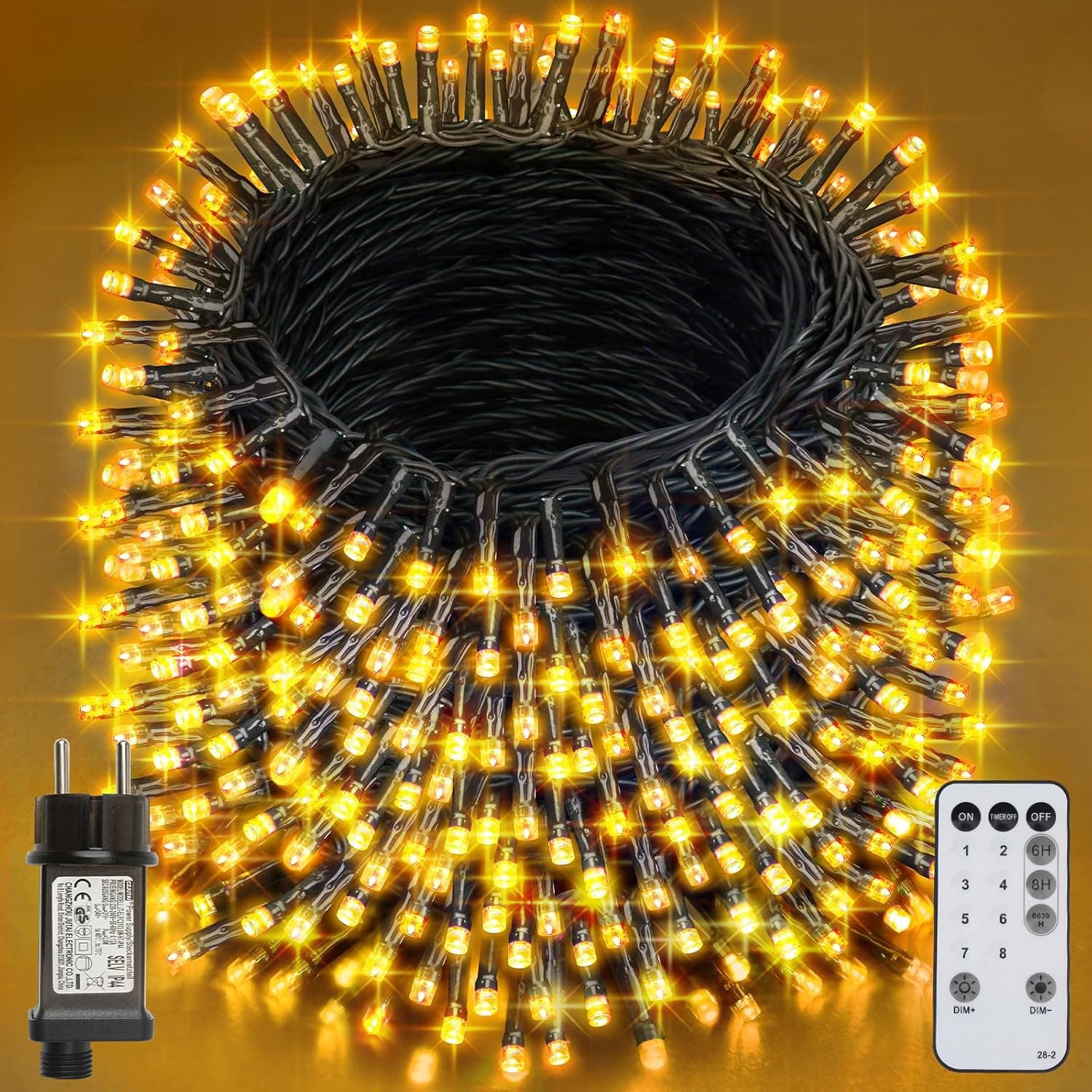 Realky Luzes de Natal, 96 m 800 LED luzes de árvore de Natal, 8 modos com função de memória e controlo remoto luz corrente leve Natal para jardim, varanda, interior, casamento, festa - branco quente