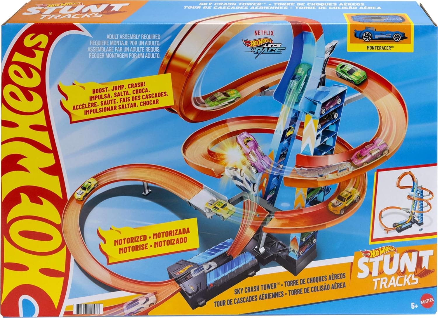 Hot Wheels - Pista e garagem para carros de brinquedos, presente para meninos e meninas + 5 anos (Mattel GWT39), embalagem sustentável