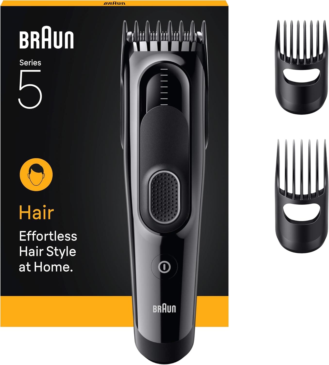 Braun Corta-pelos série 5 HC5530, máquina de cortar cabelo para homem, 3 acessórios de Styling, lâmina de corte ultra afiada, 17 comprimentos, 50 min de automonomia, lavável, preto