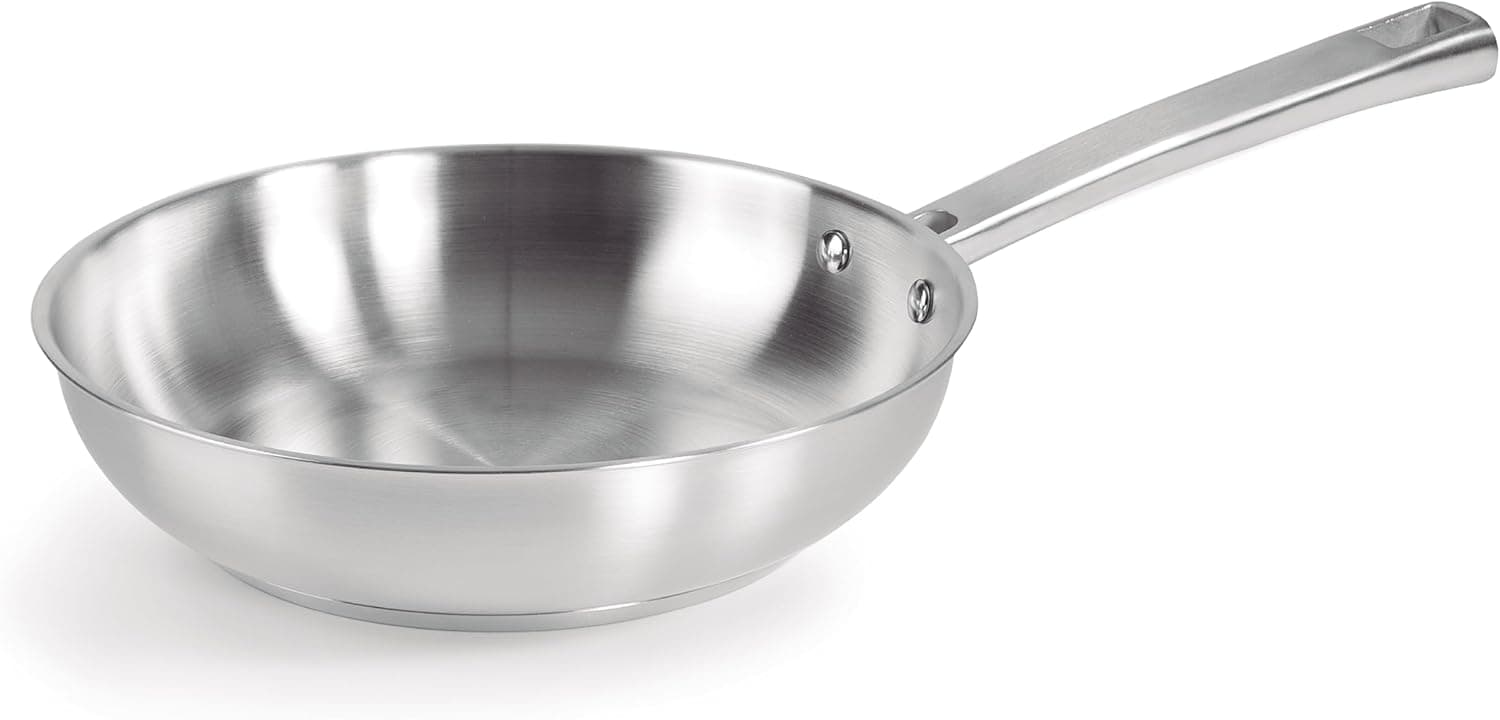 LACOR - 45426- Frigideira Foodie, aço inoxidável 18/10, sem anti-aderente, cabo ergonómico, natural e ecológico, compatível com toda cozinha, forno compatível, máquina de lavar louça, 26 x 19 x 6 cm