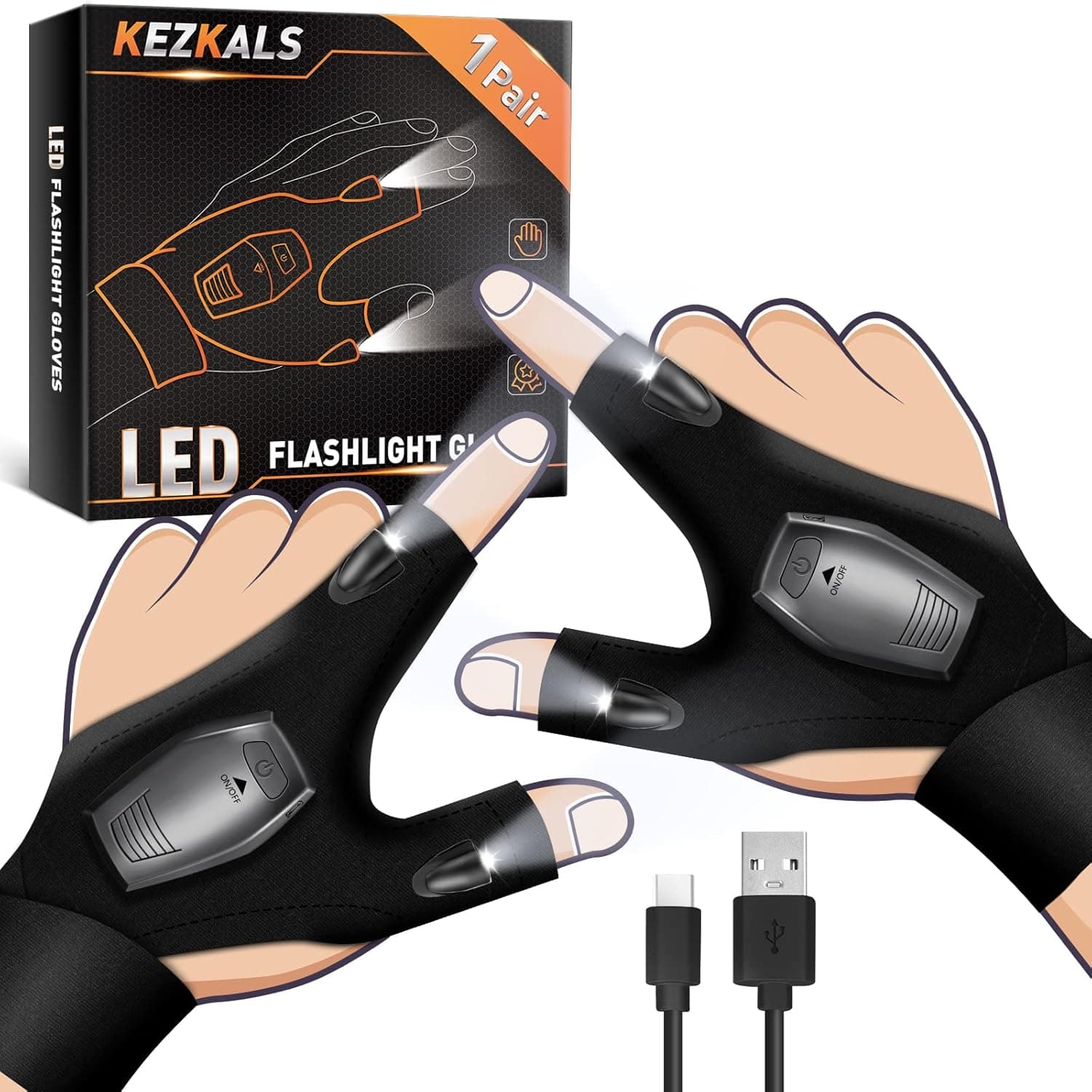 KEZKALS | Luvas de trabalho com luz LED integrada
