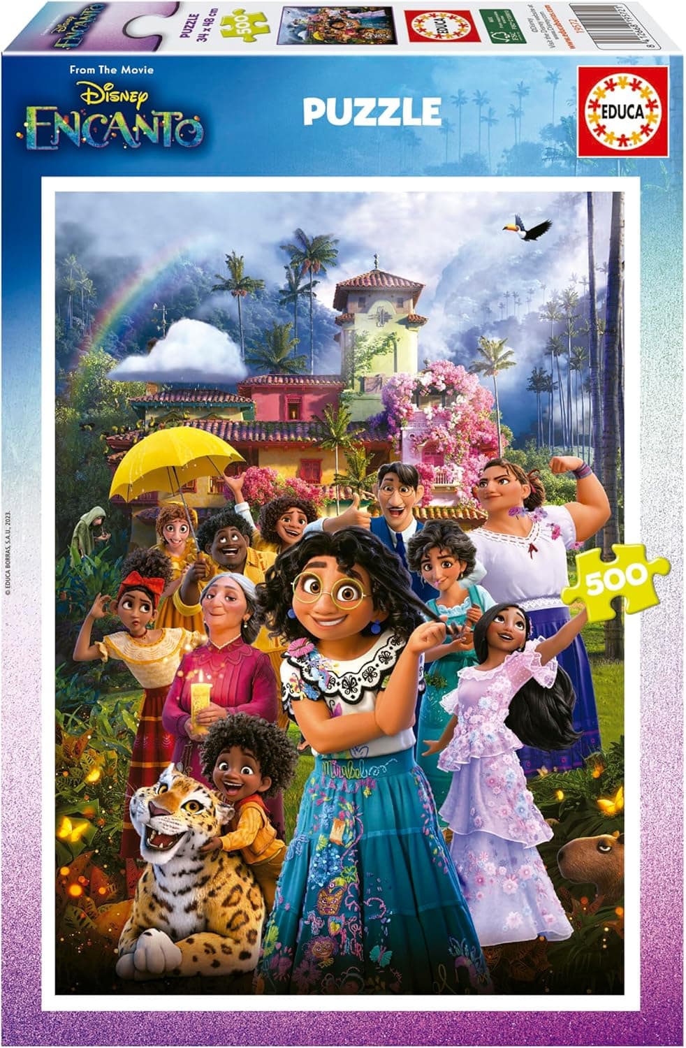 Educa Disney Encanto | Puzzle de 500 peças para adultos com cola fixadora e dimensões de 34 x 48 cm