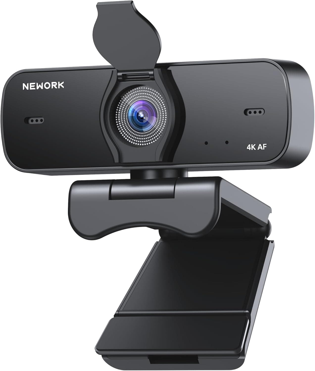 NEWORK Webcam 4K para PC com sensor Sony, foco automático e cobertura de privacidade, câmara de transmissão Ultra HD 4K, 2 microfones com cancelamento de ruído, USB Plug & Play, 77° FOV, webcam