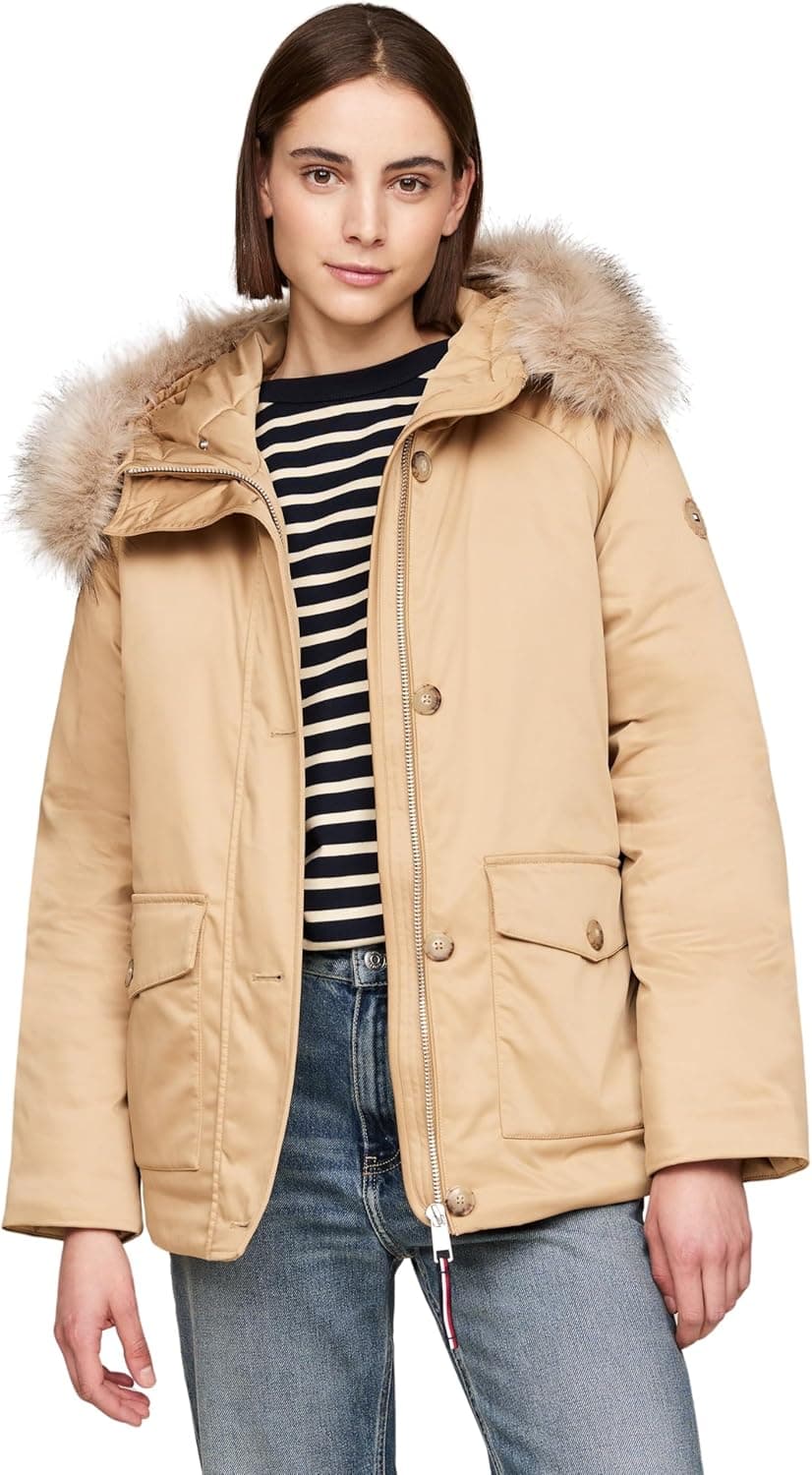 Tommy Hilfiger Parka Mulher Padded Parka With Fur com botões