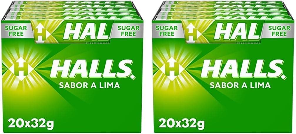 Halls Lima - doces rígidos, caixa com 20 pacotes de 32 g (embalagem de 2)