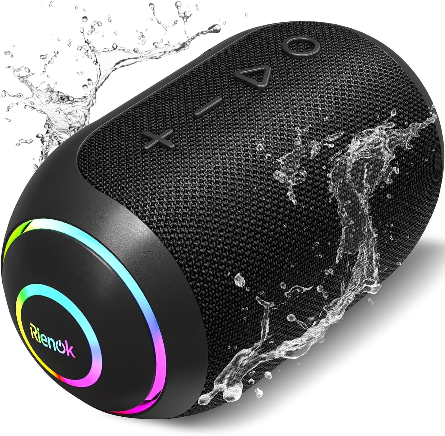 RIENOK S4 Altifalante Bluetooth portátil Bluetooth 5.3 potente impermeável IPX7 pequeno sem fios emparelhamento estéreo suporte cartão SD preto