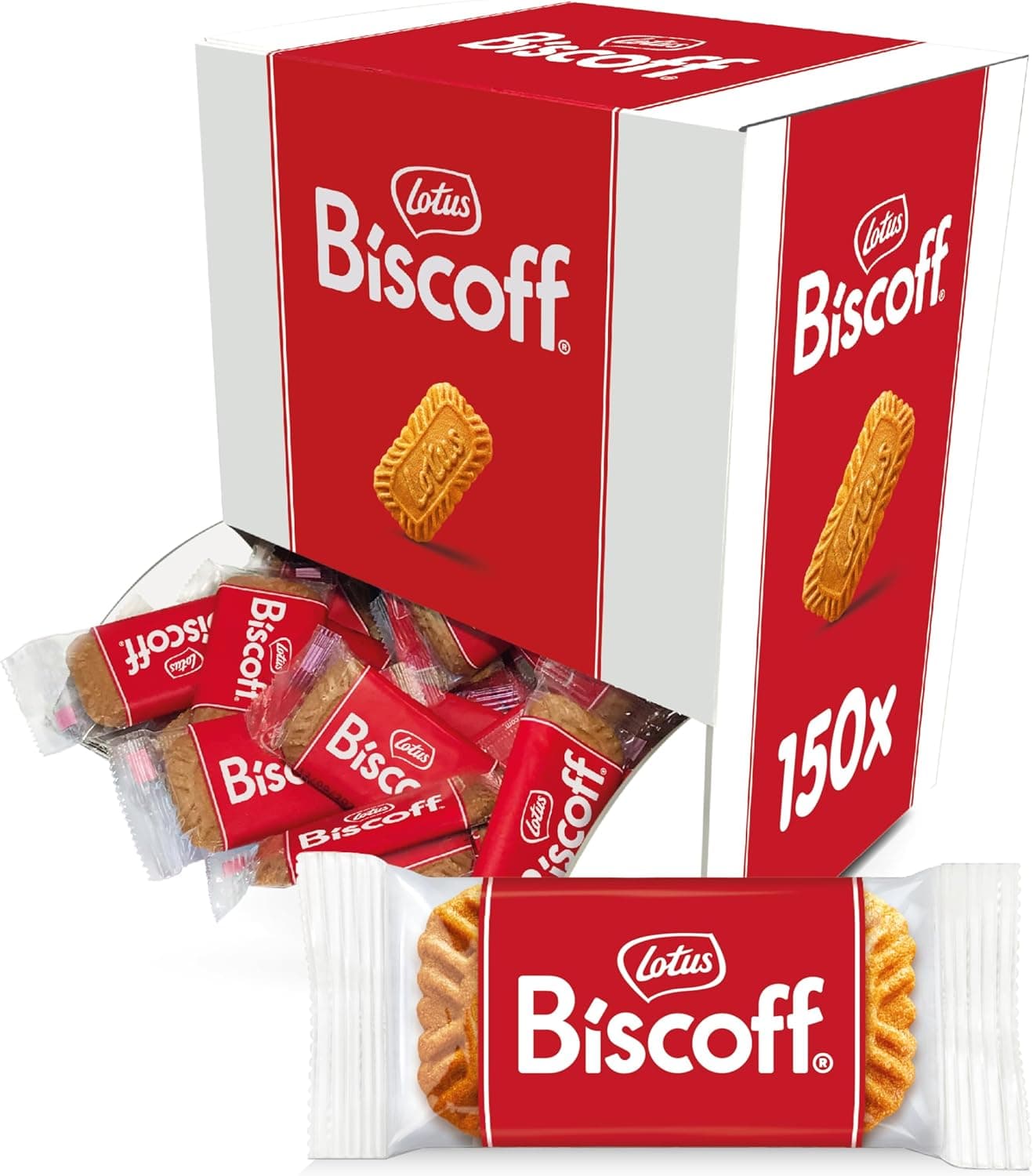 Lotus Biscoff Biscoff Biscoff Original Caramelizado, vegano, sem corantes nem armas artificiais, caixa dispensador de 150 biscoitos, 938 g