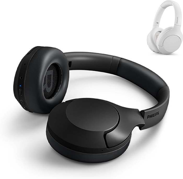 Philips Auriculares sem fios com cancelamento de ruído TAH8506WT, cancelamento de ruído Pro, auriculares sem fios para adultos, com microfone, Bluetooth, 60 horas de duração