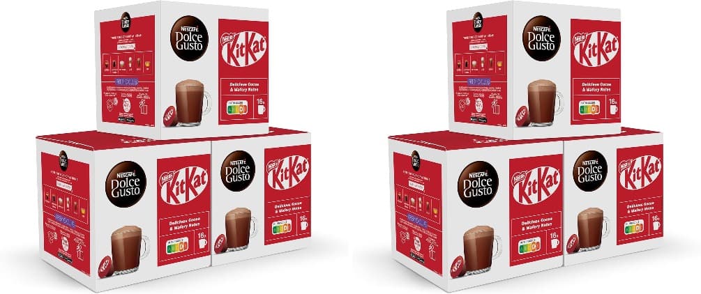 NESCAFÉ Dolce Gusto Kitkat Cápsulas de café, 48 cápsulas (3 x 16), bebida de chocolate, originais para cafeteiras Dolce Gusto x2 = 92