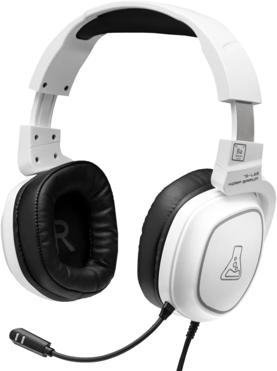 The G-Lab - Korp Barium - Auriculares Gaming com som estéreo, micro flexível, jack de 3,5 mm, orelhas giratórias confortáveis 