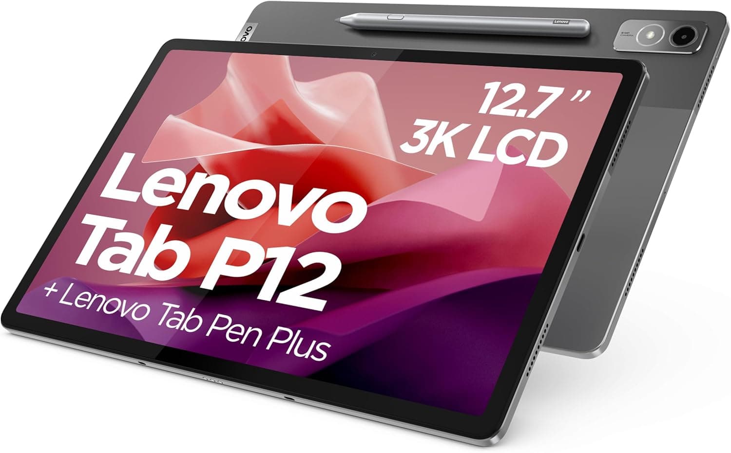 Lenovo Tab P12 Tablet de 12,7" de 3K (MediaTek Dimensity 7050, 8 GB de RAM, 128 GB expansíveis até 1 TB, 4 altifalantes, WiFi 6 + Bluetooth 5.1, Android 13) Tab Pen Plus, cinzento