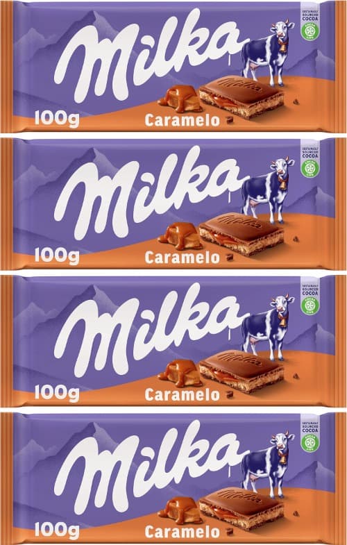 Milka Tablet de chocolate com leite dos alpes com recheio de creme de caramelo 100 g