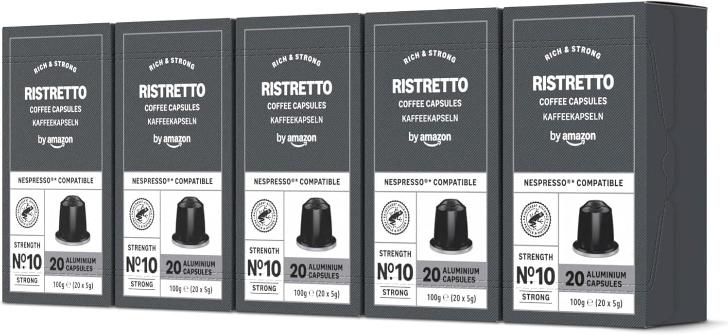 by Amazon - Cápsulas de café listretto, torrado médio, compatíveis com Nespresso, 100 cápsulas