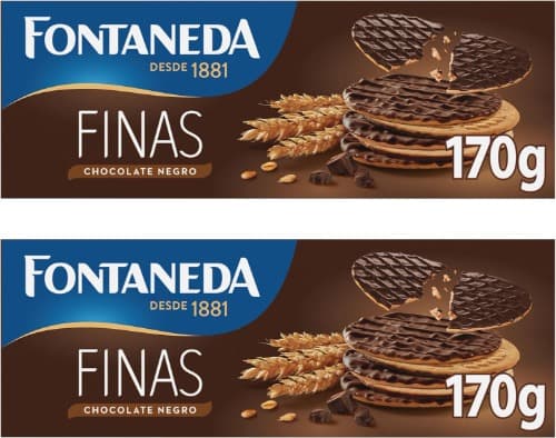 Fontaneda Biscoitos Digestive encanamento fino cobertos com chocolate preto, 170 g x 2