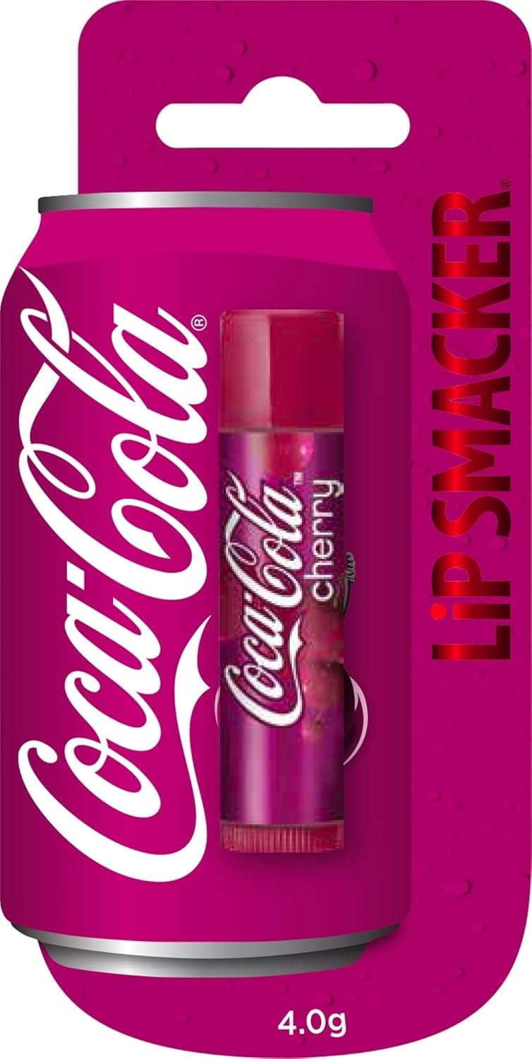 Lip Smacker Coleção da Coca-cola, bálsamo labial com sabor de coca-cola, cereja, inspirado em coca-cola, hidratante, refresco, conjunto de bolhas individual