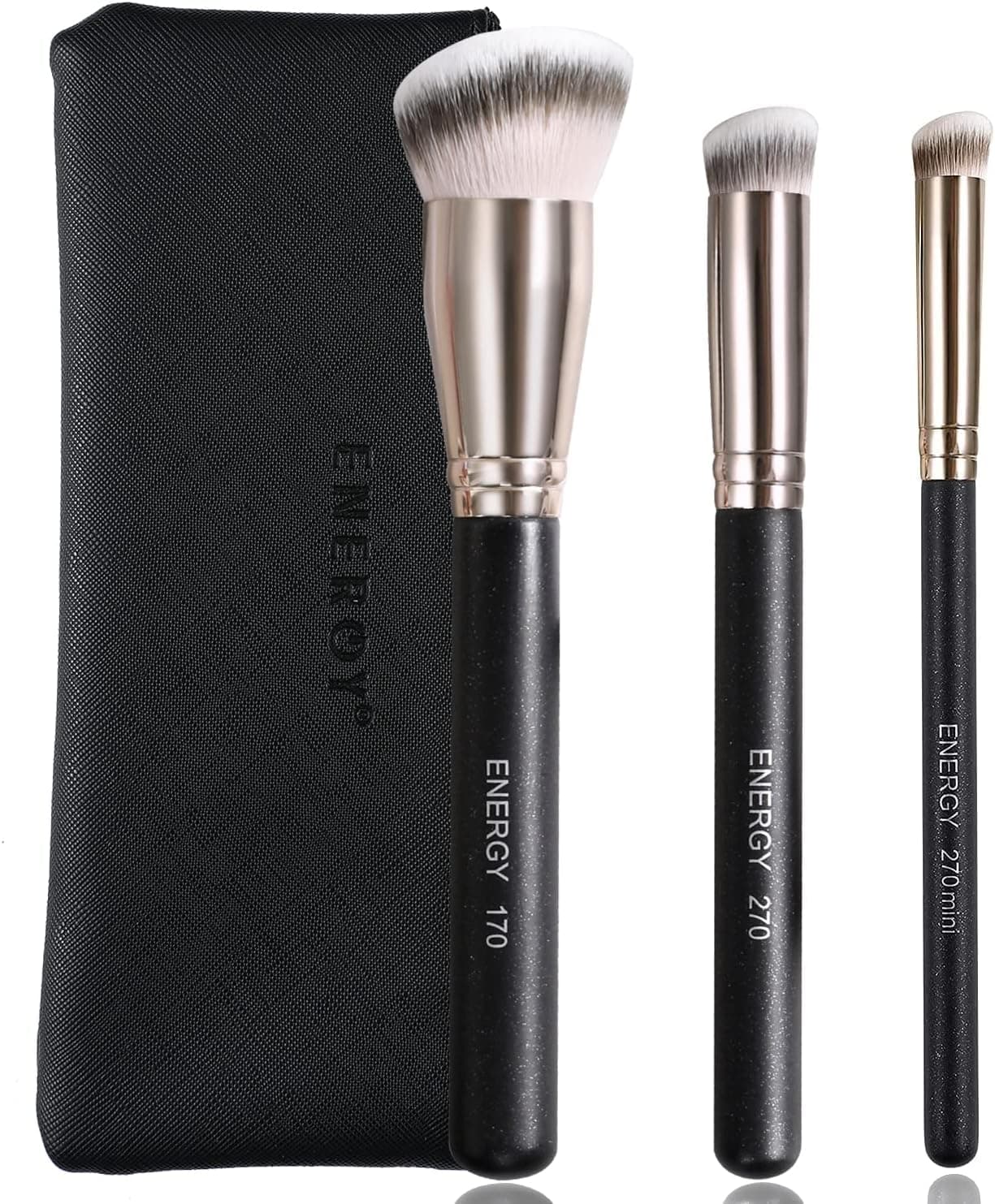 ENERGY Pincel para base plana em ângulo 3 em 1, pincel de correr, conjunto de pincéis de maquilhagem, pincel de maquilhagem de viagem para maquilhagem líquido, creme e pó