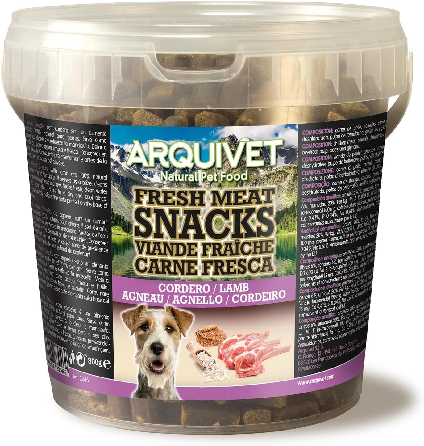 Arquivet Snacks de carne fresca de cordeiro, 800 g, para cães adultos