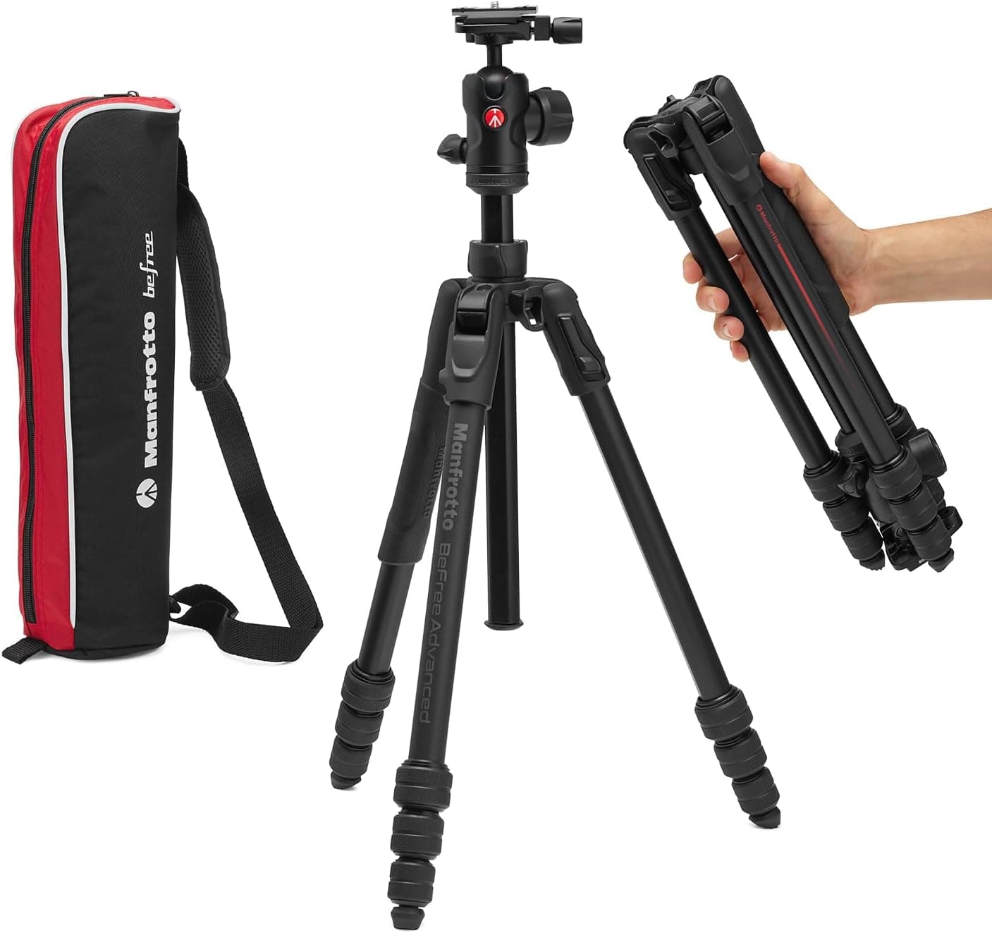 Manfrotto Befree Advanced AS | Tripé de viagem em alumínio com bloqueio twist e cabeça de bola compatível Arca-Swiss
