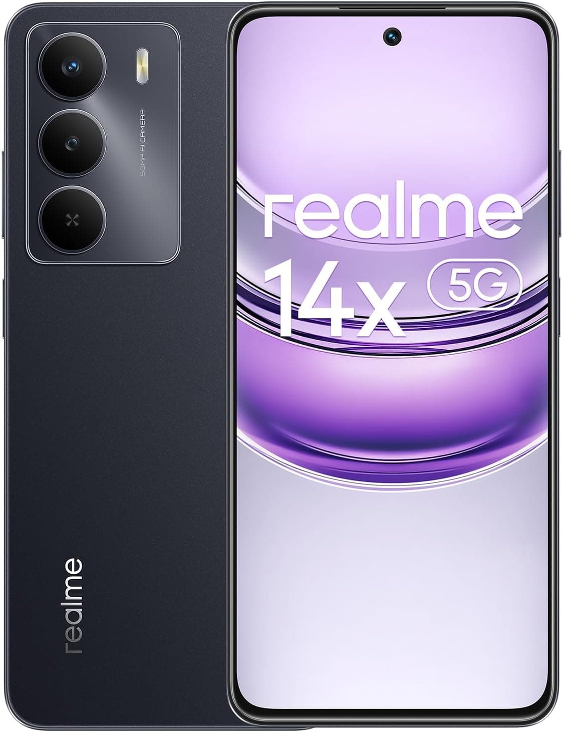 realme Smartphone 14 x 5G 8 + 256 GB, ecrã Eye Comfort 120 Hz, câmara nítida de 50 MP, bateria de longa duração 5000 mAh, resistência a choques de nível militar, Octa-Core, preto 