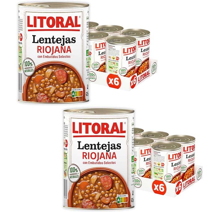 LITORAL Riojana Lentilhas - Prato Preparado Sem Glúten - 12 x 425g