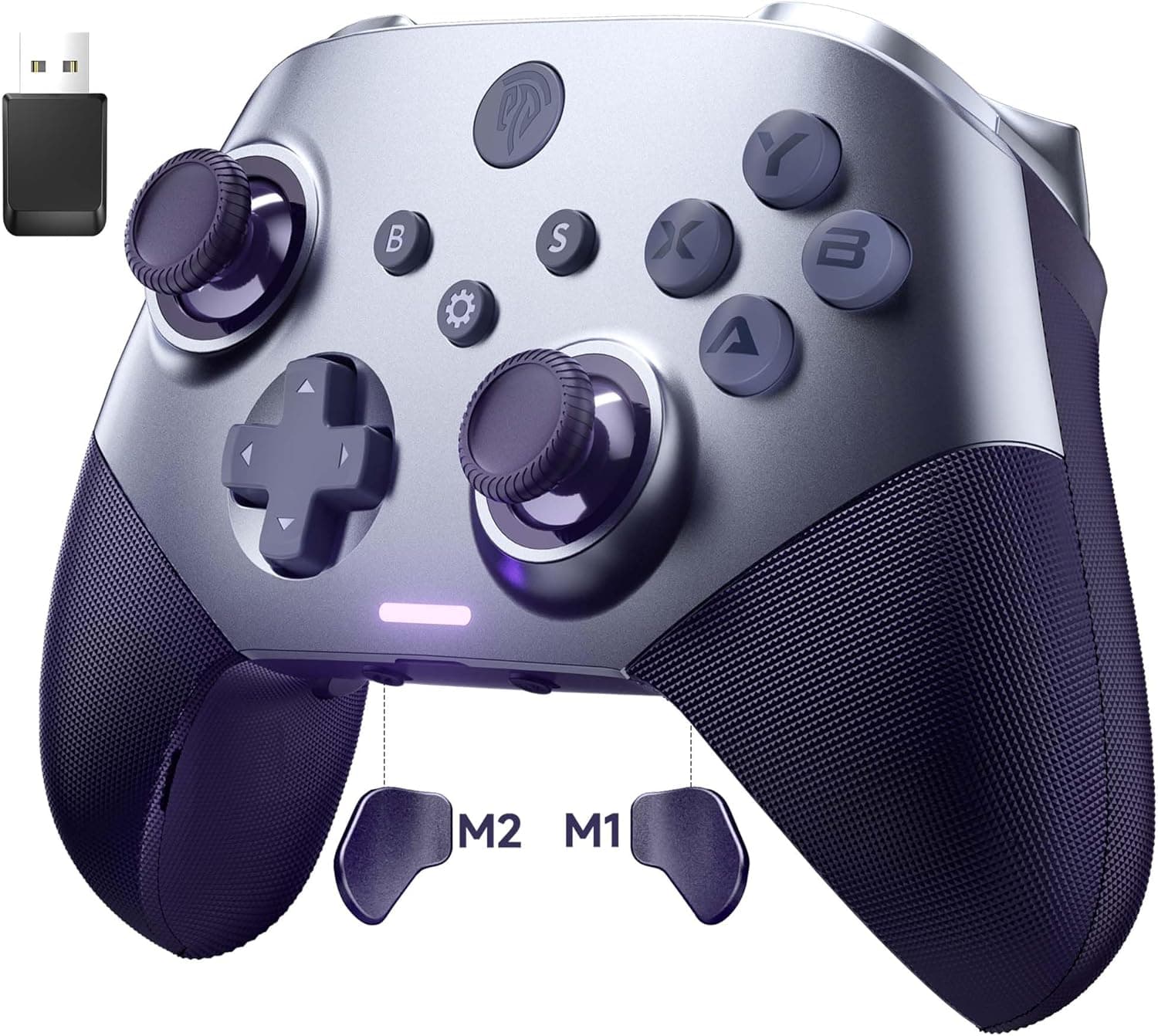 EasySMX X10 Mando PC Inalambrico con Hall Joystick(ADIÓS AL DRIFT) Hall Trigger- Botone Mecánico- Carcasa Facial Magnética Reemplazable- 1000mAh Batería para PC/Switch/Móvil/Black Myth: Wukong- Morado